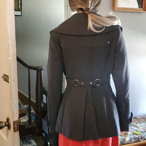 MISS SIXTY M60 Gray Envelope Collar Wool Pea-Coat Medium - Picture 9 of 13